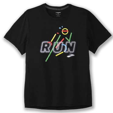 Top Running Brooks Distance Graphic Hombre Negras | 53827AXIT